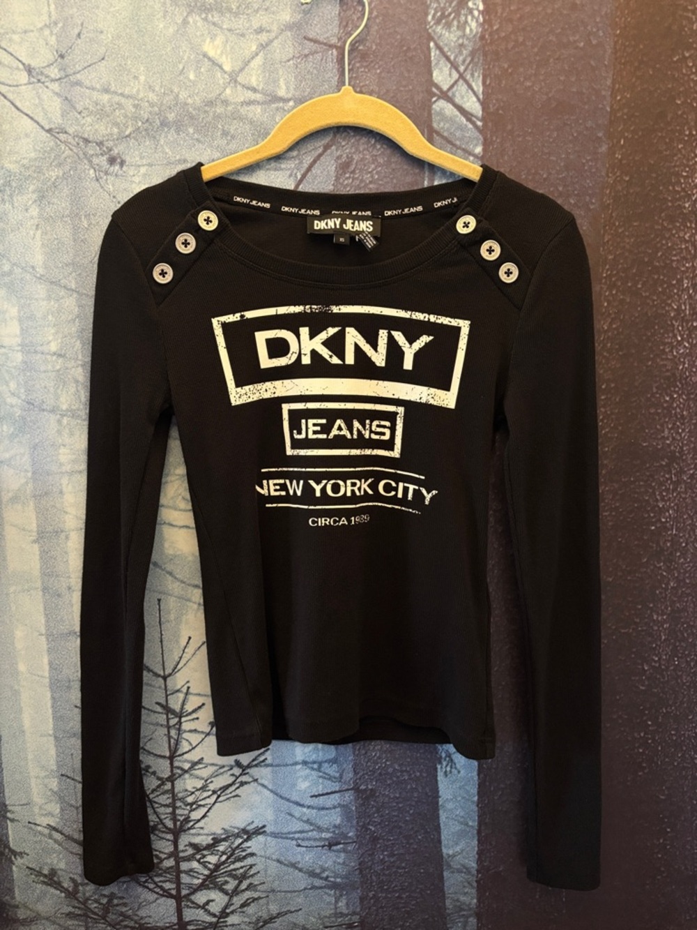 DKNY black long sleeve top